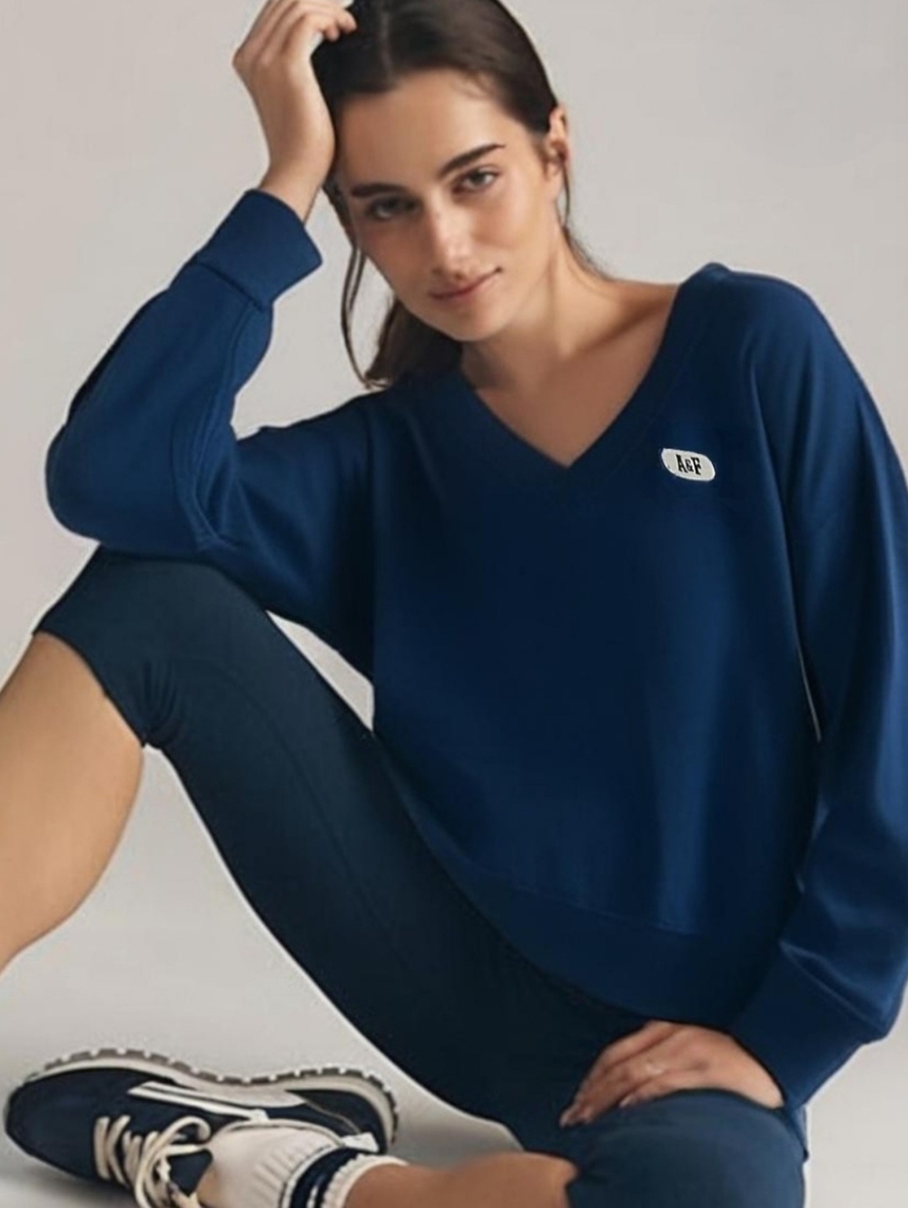 Abercrombie & Fitch Blue V-Neck Sweatshirt
